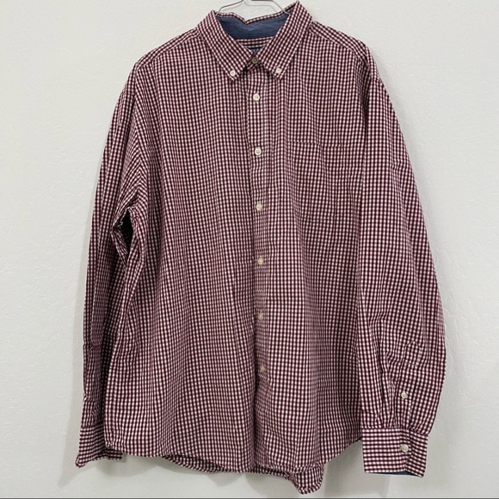 Mix & NY XL Red White Plaid Button Front Long Sleeve Shirt Collared